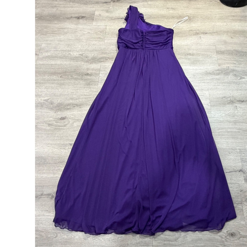 Cindy Purple One Shoulder Chiffon Maxi Gown Rosette Formal Dress XL Wedding Prom - Picture 13 of 13